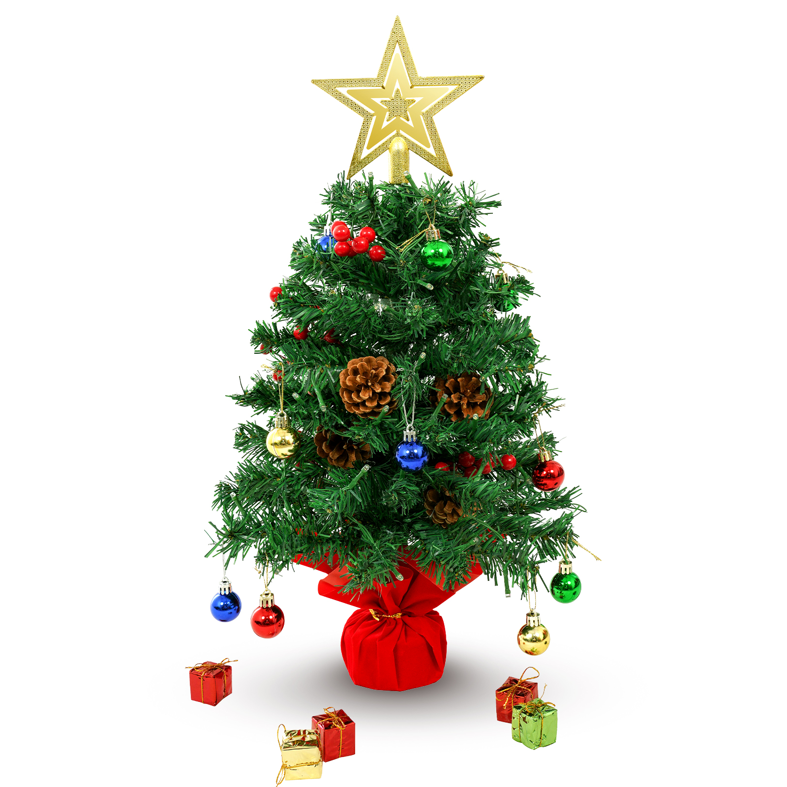 Culivaro 2ft Mini Tabletop Christmas Tree with 2 P